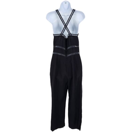 Express Washable Linen Blend Jumpsuit with Sheer Lace Details - Picture 3 of 6